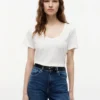 Tricou cu guler rotund din amestec de in Tricou cu guler rotund din amestec de in
