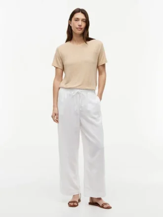 Tricou cu guler rotund din amestec de in