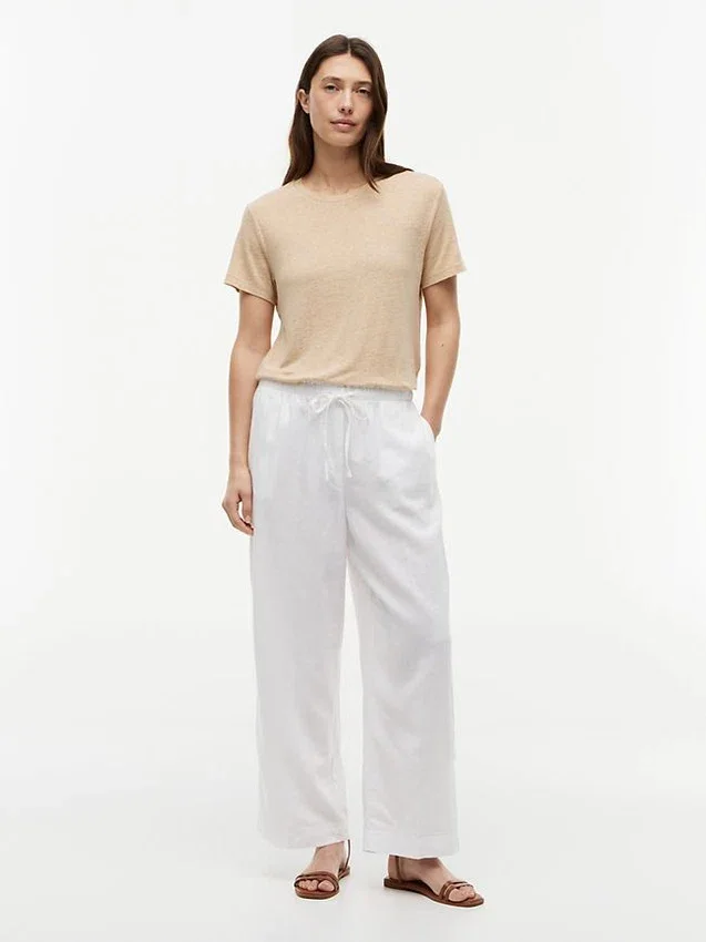 Tricou cu guler rotund din amestec de in Tricou cu guler rotund din amestec de in