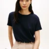 Tricou cu guler rotund din amestec de in Tricou cu guler rotund din amestec de in