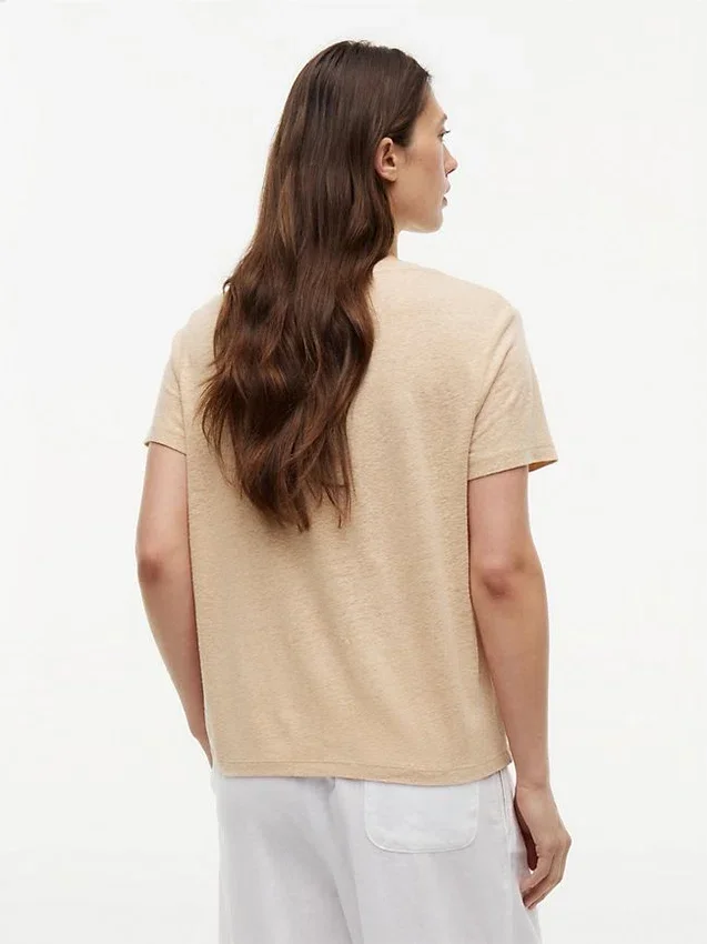 Tricou cu guler rotund din amestec de in Tricou cu guler rotund din amestec de in