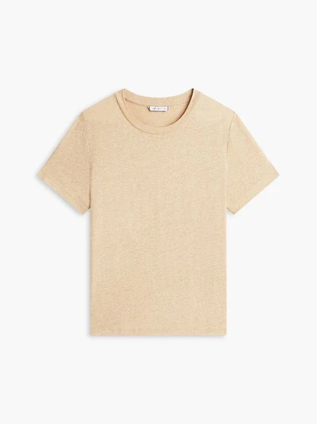 Tricou cu guler rotund din amestec de in Tricou cu guler rotund din amestec de in