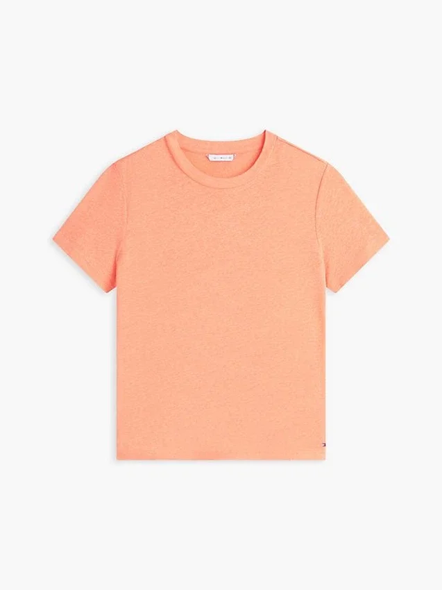 Tricou cu guler rotund din amestec de in Tricou cu guler rotund din amestec de in