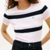 Tricou cu guler rotund și dungi de rugby