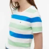 Tricou cu guler rotund și dungi de rugby