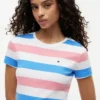 Tricou cu guler rotund și dungi de rugby