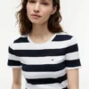 Tricou cu guler rotund și dungi de rugby