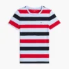 Tricou cu guler rotund și dungi de rugby