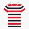 Tricou cu guler rotund și dungi de rugby