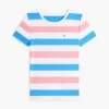 Tricou cu guler rotund și dungi de rugby