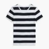 Tricou cu guler rotund și dungi de rugby