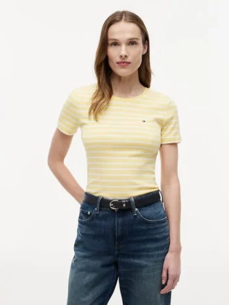 Tricou cu guler rotund și dungi Favorite