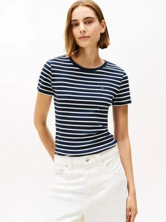 Tricou cu guler rotund și dungi Favorite