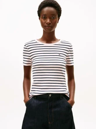 Tricou cu guler rotund și dungi Favorite