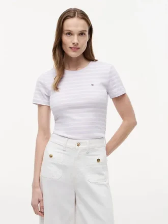 Tricou cu guler rotund și dungi Favorite