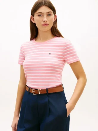 Tricou cu guler rotund și dungi Favorite