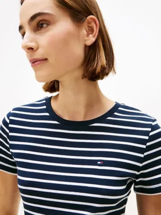 Tricou cu guler rotund și dungi Favorite