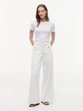 Tricou cu guler rotund și dungi Favorite