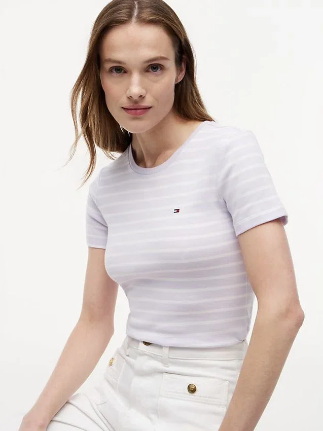 Tricou cu guler rotund și dungi Favorite Tricou cu guler rotund și dungi Favorite