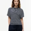 Tricou cu guler rotund și mâneci lățite Tricou cu guler rotund și mâneci lățite