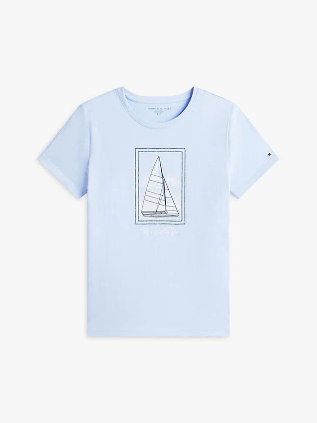 Tricou cu imprimeu cu barcă cu pânze Tricou cu imprimeu cu barcă cu pânze