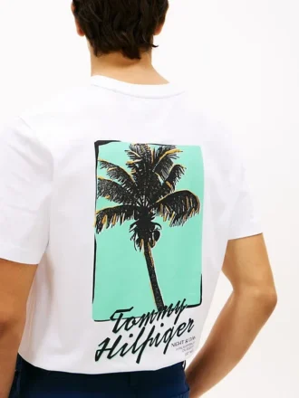 Tricou cu imprimeu cu palmier pe spate