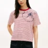 Tricou cu imprimeu floral abstract și dungi Tricou cu imprimeu floral abstract și dungi