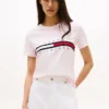 Tricou cu logo brodat cu dungi și steag Tricou cu logo brodat cu dungi și steag