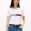 Tricou cu logo brodat cu dungi și steag Tricou cu logo brodat cu dungi și steag