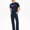 Tricou cu logo brodat cu dungi și steag Tricou cu logo brodat cu dungi și steag