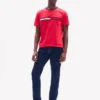 Tricou cu logo brodat cu dungi și steag Tricou cu logo brodat cu dungi și steag