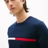 Tricou cu logo brodat cu dungi și steag Tricou cu logo brodat cu dungi și steag