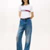 Tricou cu logo brodat cu dungi și steag Tricou cu logo brodat cu dungi și steag