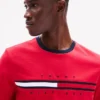 Tricou cu logo brodat cu dungi și steag Tricou cu logo brodat cu dungi și steag