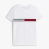 Tricou cu logo brodat cu dungi și steag Tricou cu logo brodat cu dungi și steag