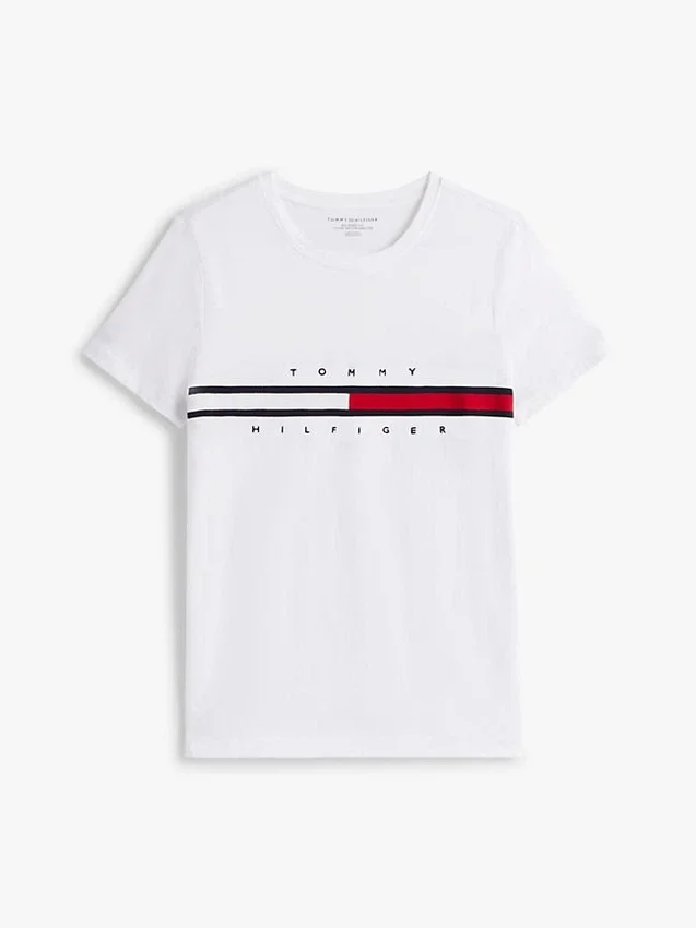 Tricou cu logo brodat cu dungi și steag Tricou cu logo brodat cu dungi și steag