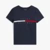 Tricou cu logo brodat cu dungi și steag Tricou cu logo brodat cu dungi și steag