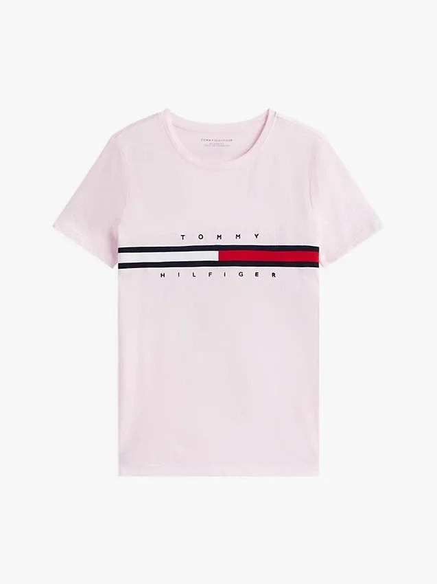 Tricou cu logo brodat cu dungi și steag Tricou cu logo brodat cu dungi și steag