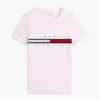 Tricou cu logo brodat cu dungi și steag Tricou cu logo brodat cu dungi și steag