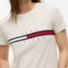 Tricou cu logo brodat cu dungi în formă de steag Tricou cu logo brodat cu dungi în formă de steag