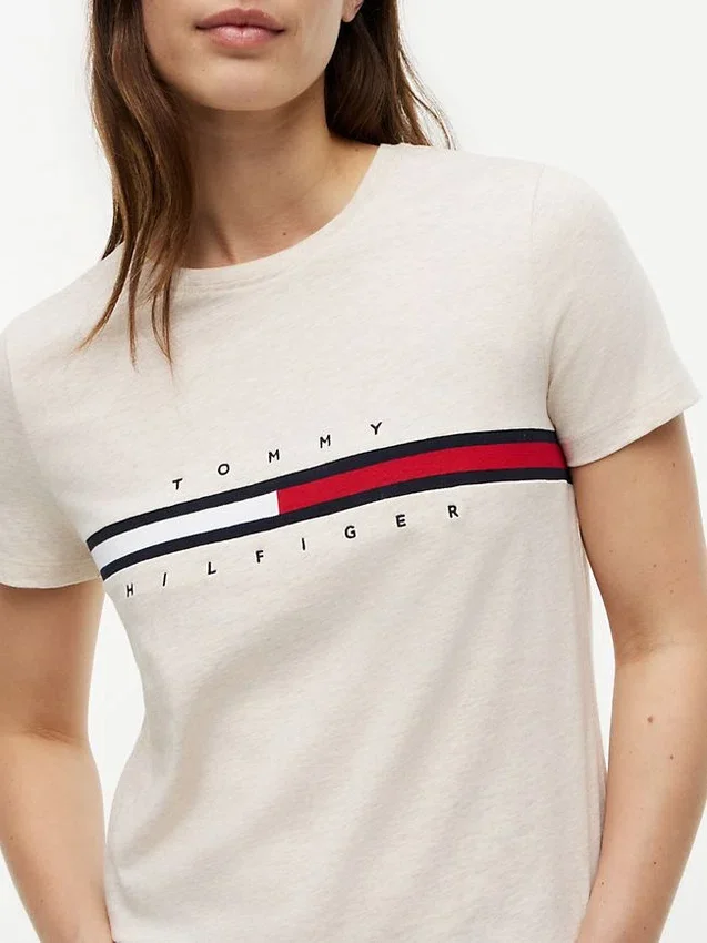 Tricou cu logo brodat cu dungi în formă de steag Tricou cu logo brodat cu dungi în formă de steag