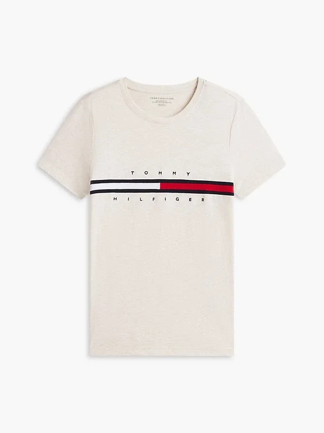 Tricou cu logo brodat cu dungi în formă de steag Tricou cu logo brodat cu dungi în formă de steag