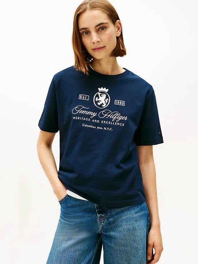 Tricou cu logo brodat Script Crest Tricou cu logo brodat Script Crest