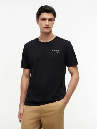 Tricou cu logo cu steag ondulat pe spate
