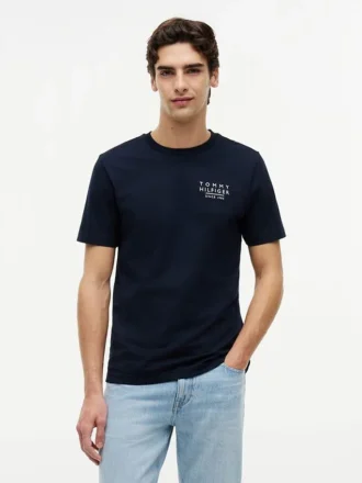 Tricou cu logo cu steag ondulat pe spate