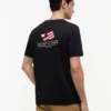 Tricou cu logo cu steag ondulat pe spate Tricou cu logo cu steag ondulat pe spate