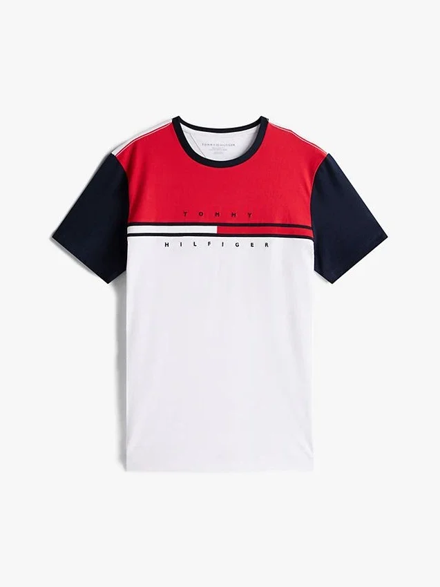Tricou cu logo, dungi și blocuri de culoare Tricou cu logo, dungi și blocuri de culoare