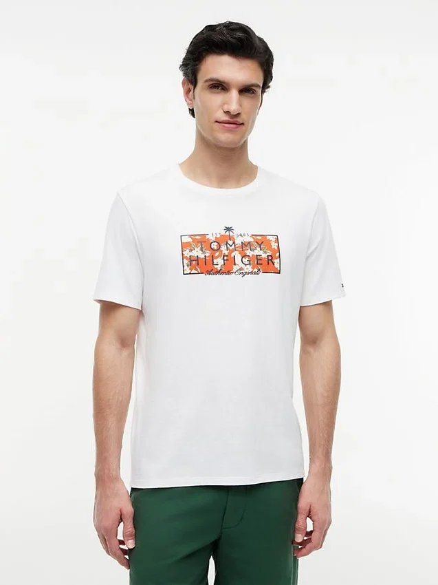 Tricou cu logo floral tropical Tricou cu logo floral tropical