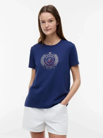 Tricou cu logo frunză de laur laminat
