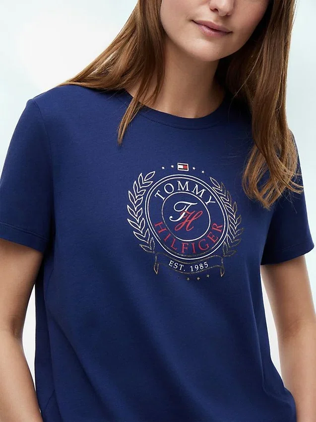 Tricou cu logo frunză de laur laminat Tricou cu logo frunză de laur laminat